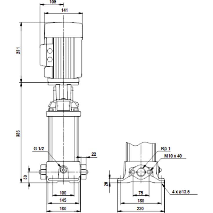 Grundfos sentrifugalpumpe CR3-5 A-A-A-E-HQQE