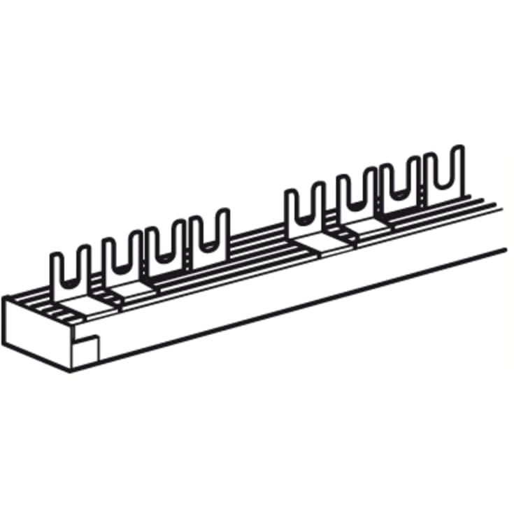 Gaffelsløjfeskinne 4P, 1M, 56 (14) gafler L1,L2,L3,N m/endestyk