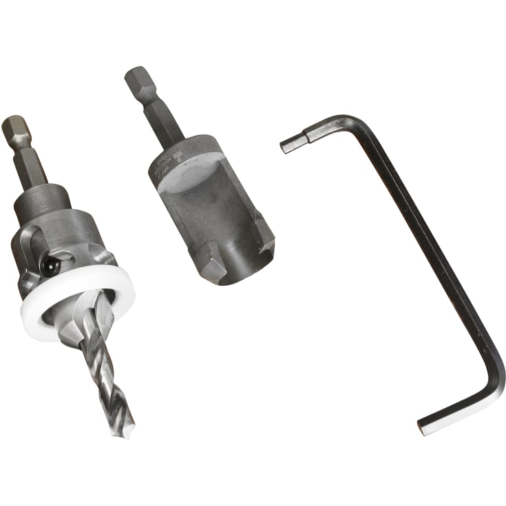 Propbor og forsænkersæt med dybdestop, 1/4", 12 mm