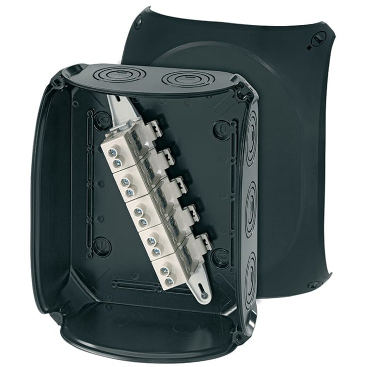 Kvik Forgreningsdåse KF2525G 255x205 mm M25-40 5x10-25 mm² sort