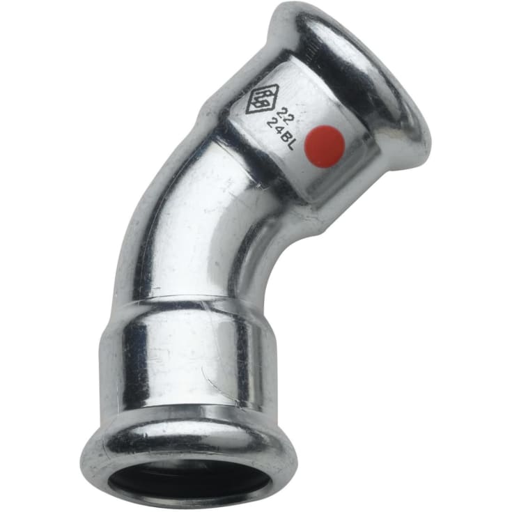 15 mm TURBO Steel bøjning 45G. muffe/muffe