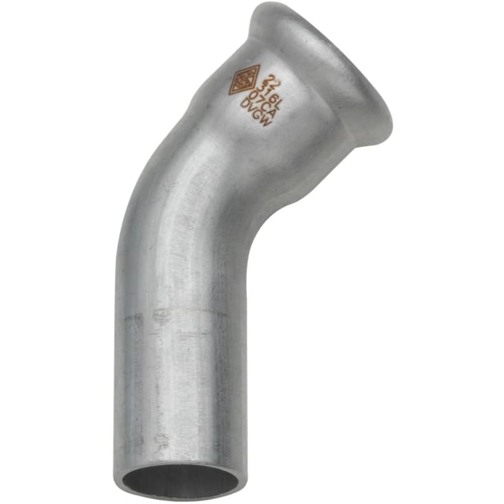 54 mm TURBO Inox bøjning 45G. muffe/nippel