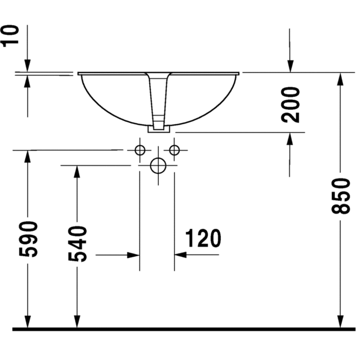 Duravit Santosa servant for underliming, 51x37,5 cm, med wondergliss, hvit