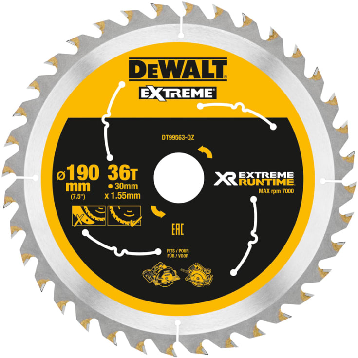 DEWALT rundsavklinger til akkusave, Ø190/30 mm, 36 td.