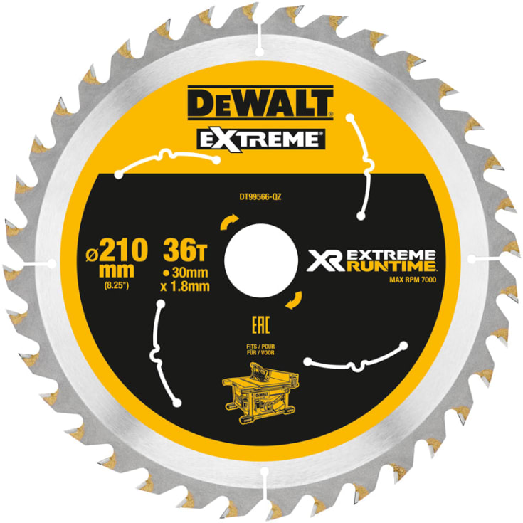 DEWALT rundsavklinger til akkusave, Ø210/30 mm, 36 td.