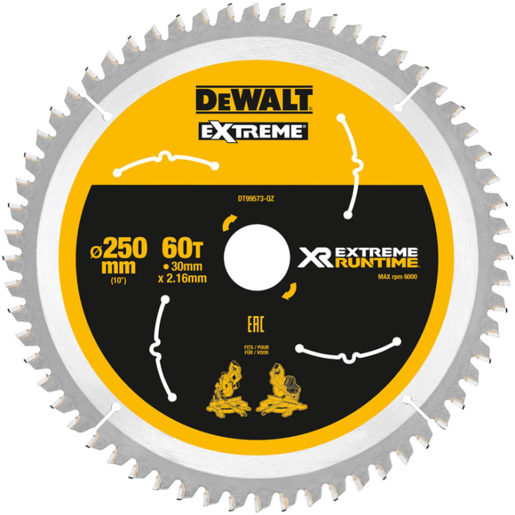 DeWalt Extreme sirkelsagklinge til akkusave, Ø250/30 mm, 60 tenner