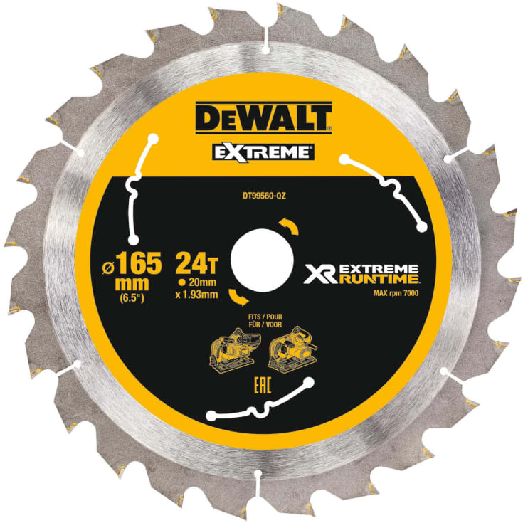 Dewalt Extreme rundsavklinge til akkusave, Ø165/20 mm, 24 td.