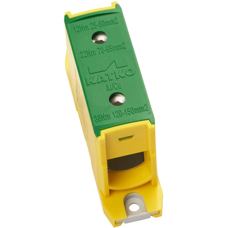 Katko Klemme AL/CU KL1x150PE, 1x25-150 mm², 500/640A, gul/grøn