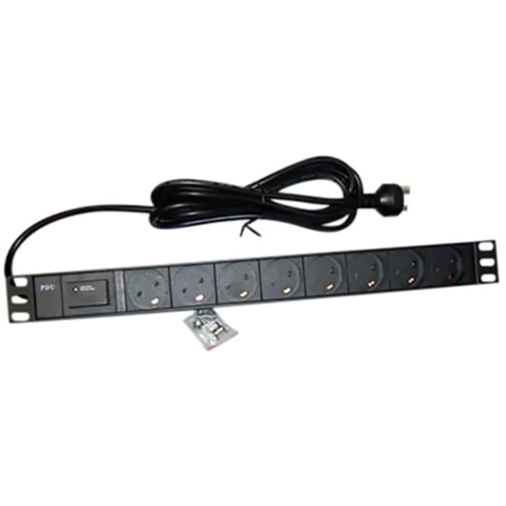 Strømpanel 19" 8 x EDB udtag og transientbesk., EDB stikprop