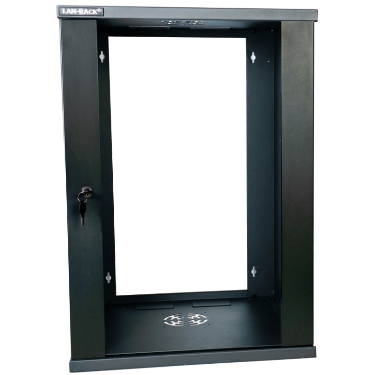 Vægrack 19" 10HE B500xD500xH488 sort med glasdør, flatpack