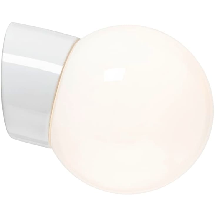 Væglampe Glob 150 skrå, E27, hvid/opal, IP20