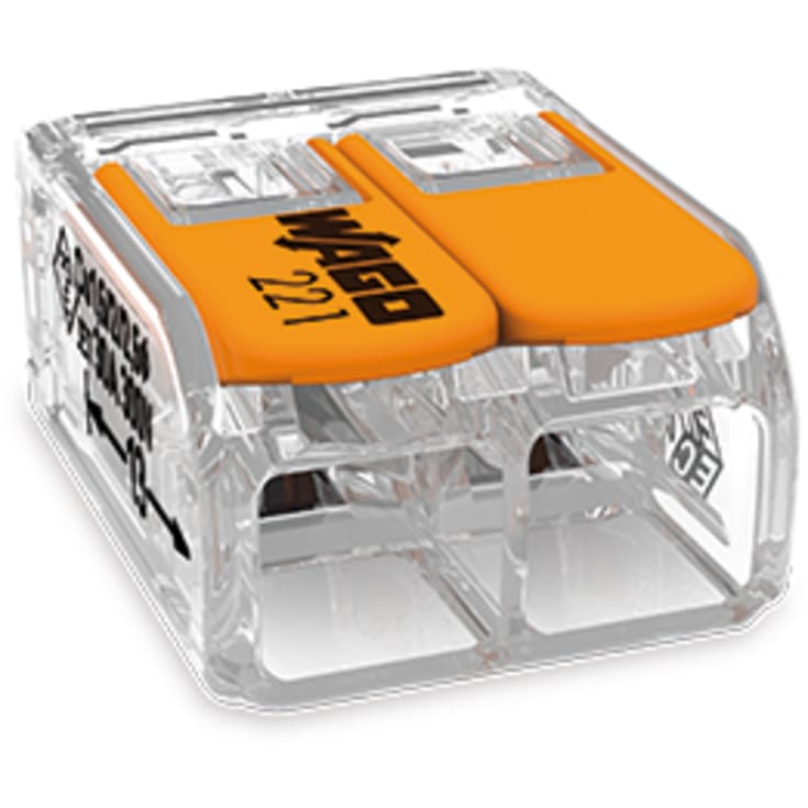 50 stk Samlemuffe 2x0,5-6 mm² transparent med orange pal, serie 221