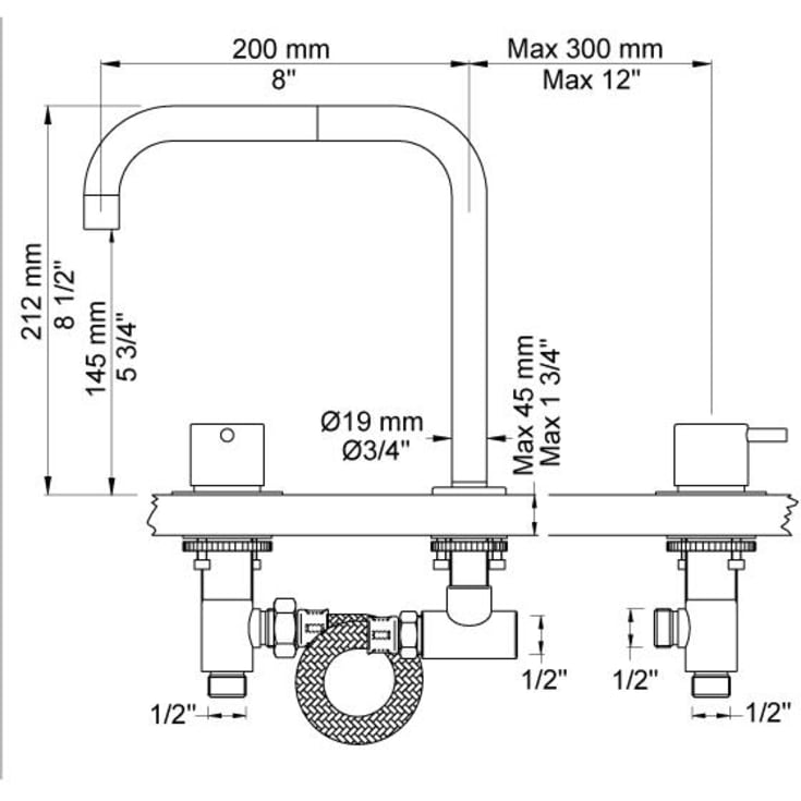 Vola KV4 køkkenarmatur, krom