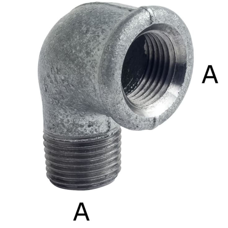 2,1/2" Galvanisert vinkel 90° stikkontakt/nippel