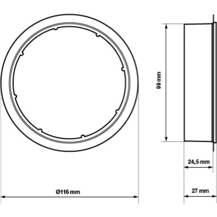 Duka rørstuds til S7 baderomsvifte, Ø100 mm, hvit