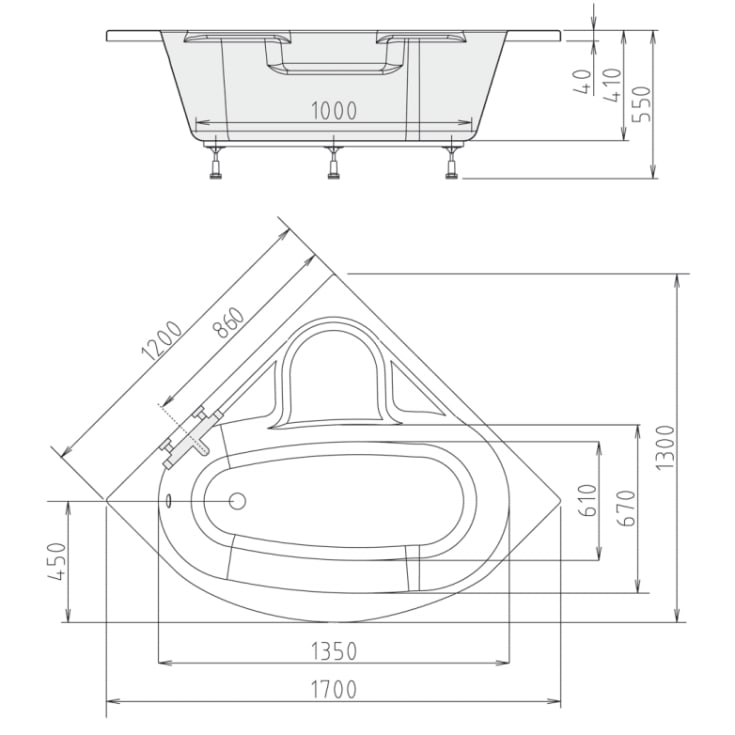 Royal Sarah badekar, 120x120 cm, hvid