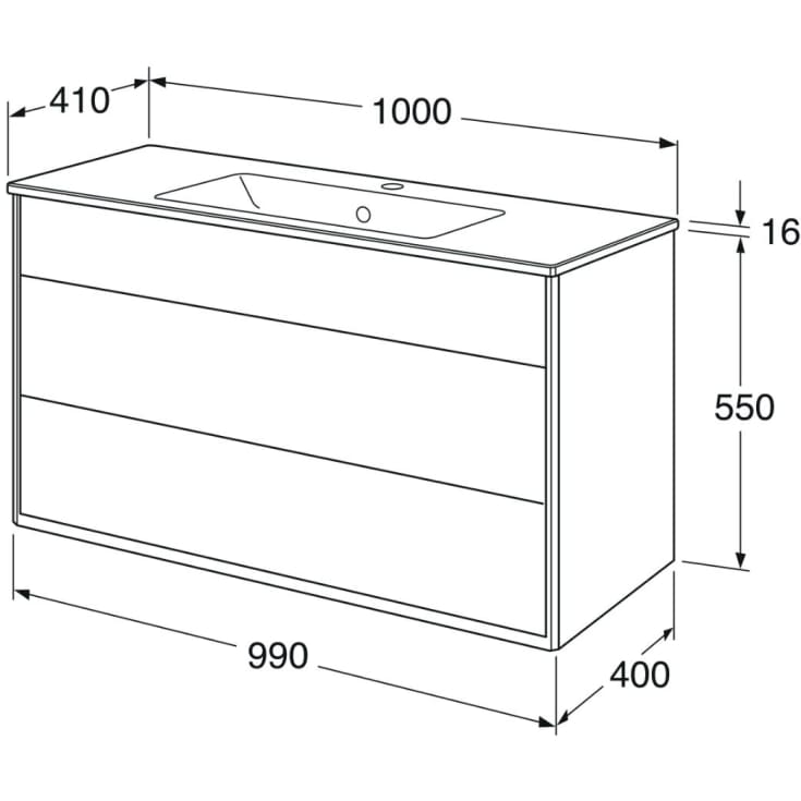 Gustavsberg Graphic møbelpakke 100x41 cm, hvit