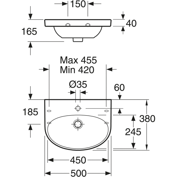 Gustavsberg Nautic 5550 servant, 50x38 cm, hvit
