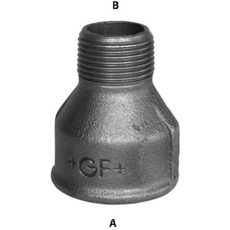 1,1/4" x 1/2" svart reduktion in/ut tråd
