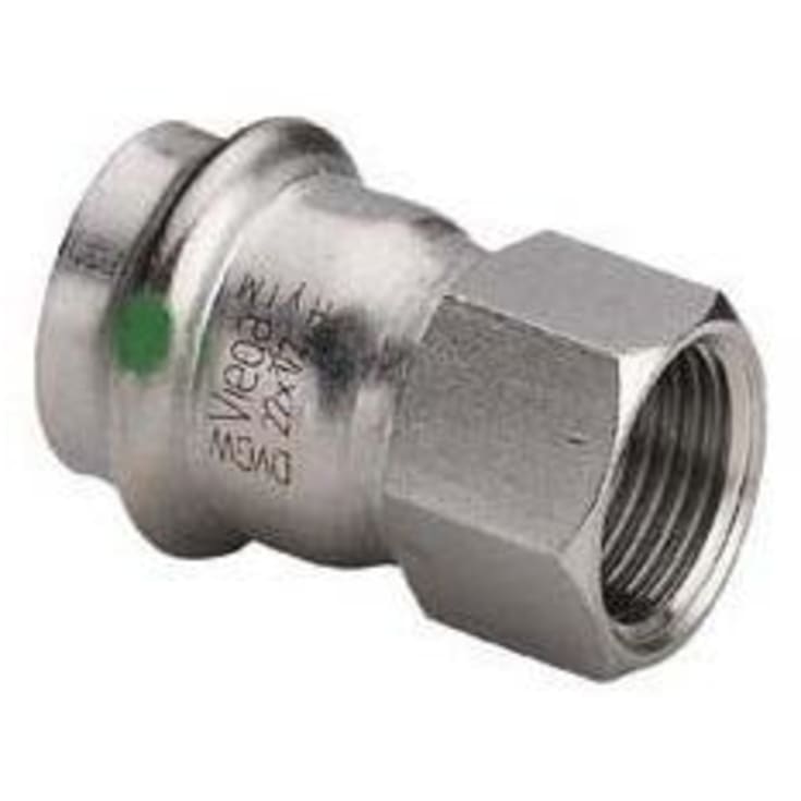 Viega Sanpress rustfri overgangsmuffe t/brugsvand 22 mm x 1/2"