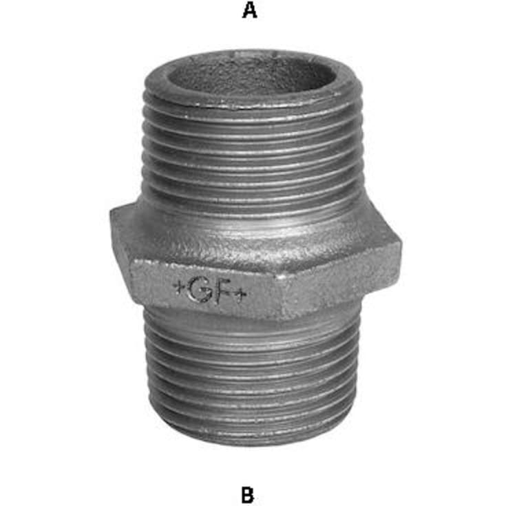 1,1/4" x 3/4" galvaniserad sexkantsnippel
