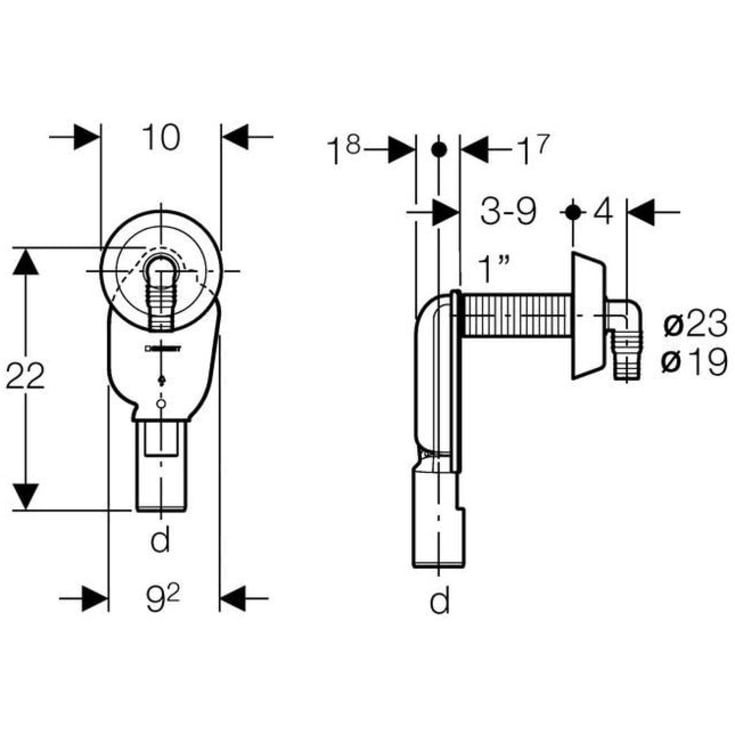 Geberit køkkenvandlås til vaske-/opvaskemaskine, Ø40 mm, krom