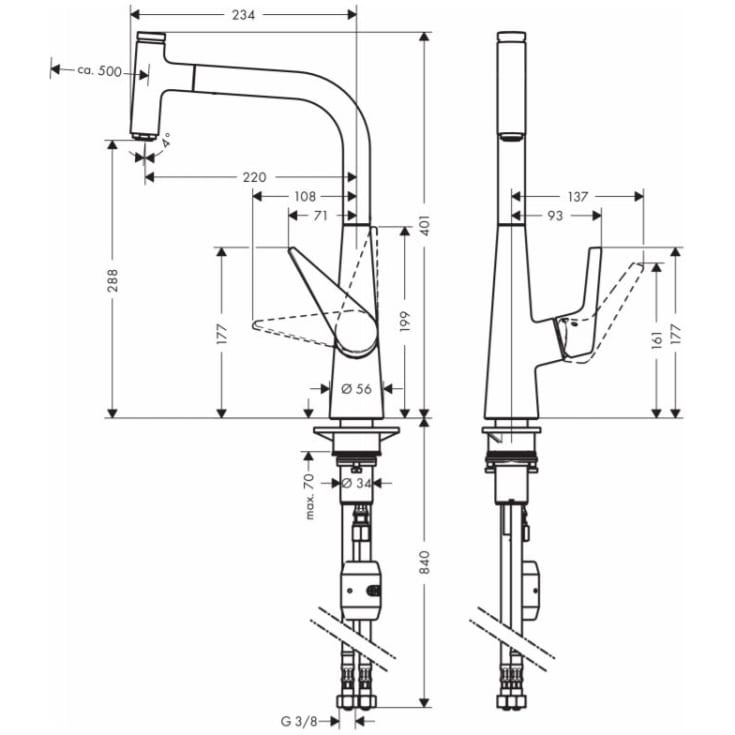 Hansgrohe Talis Select S 300 köksblanadre, utdragbar pip, krom