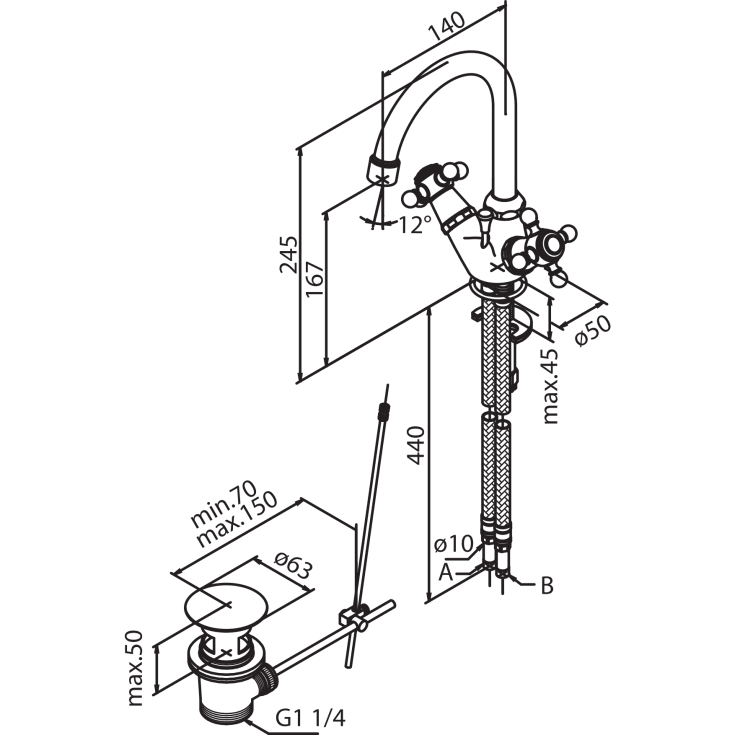 Damixa Tradition håndvaskarmatur, krom