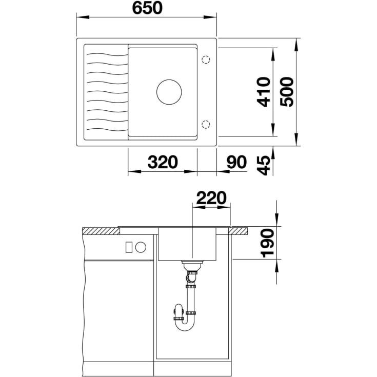 Blanco Elon 45 S UXI køkkenvask, 65x50 cm, sort
