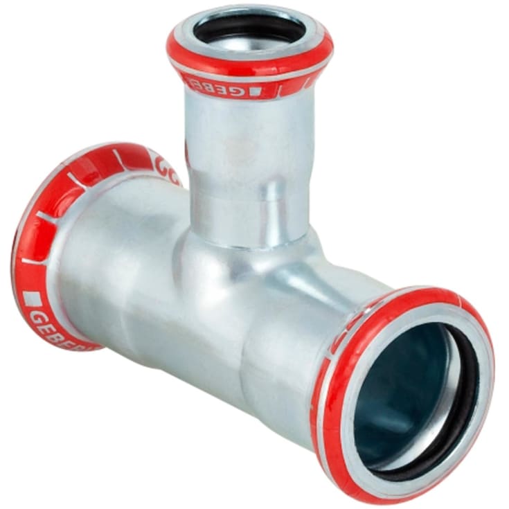 Geberit Mapress forzinket T-stykke reduceret t/varmeanlæg, 18 x 15 x 18 mm