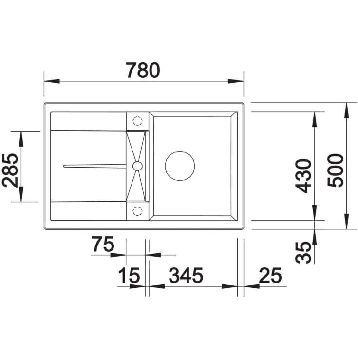 Blanco Metra 45 S UX køkkenvask, 78x50 cm, grå
