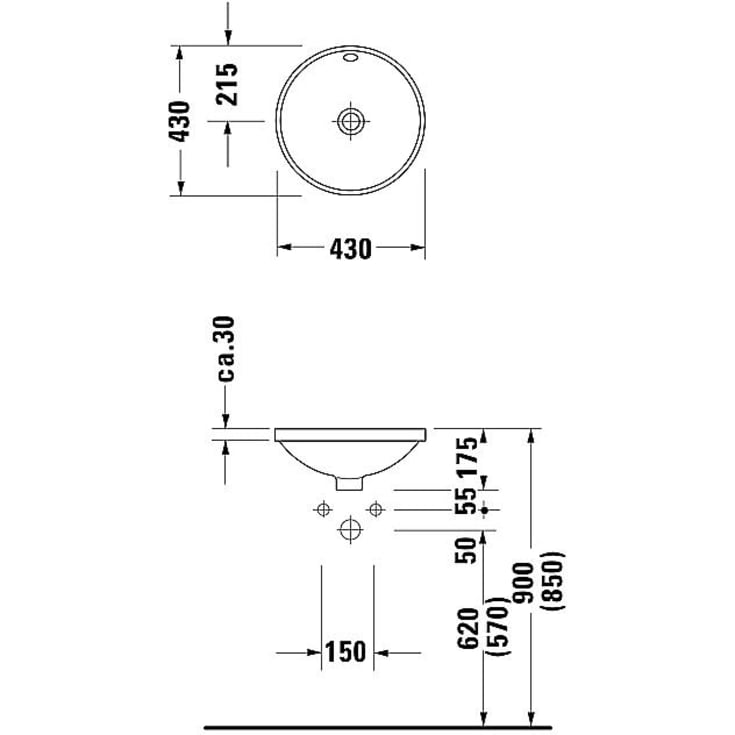 Duravit Architec tvättställ, Ø43 cm, vit