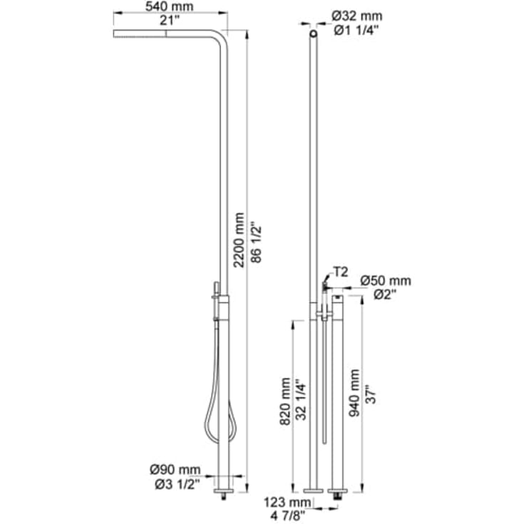 Vola FS3 brusesæt, børstet krom