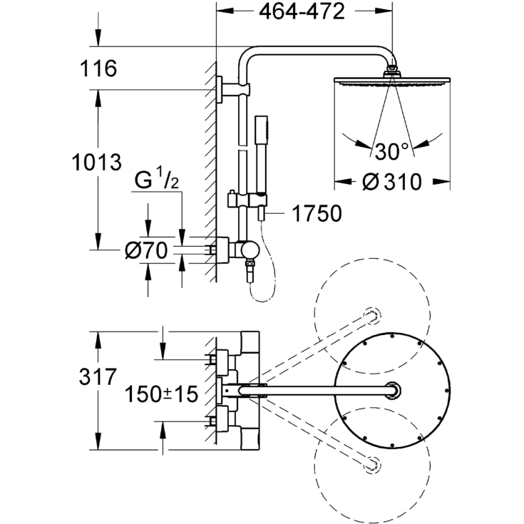Grohe Rainshower 310 brusesæt, krom