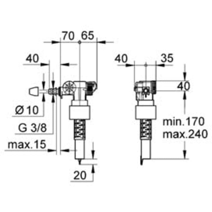 Grohe universal innløpsventil 3/8"