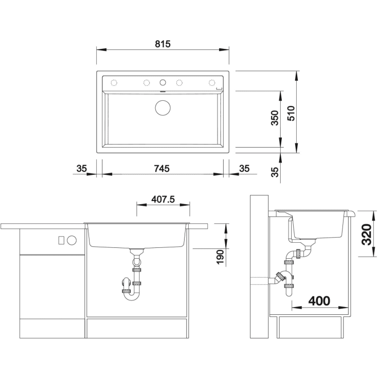 Blanco Dalago 8 MX køkkenvask, 81,5x51 cm, sort