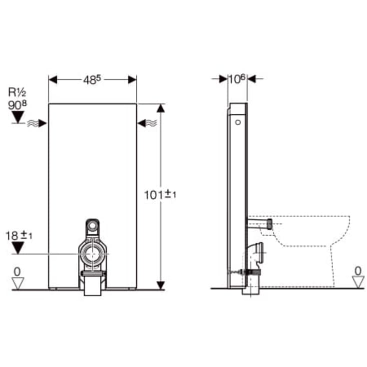 Geberit Monolith sisterne til back-to-wall toalett, hvit