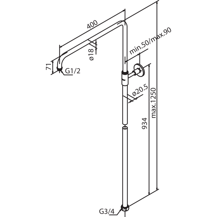 Damixa bruserør, krom