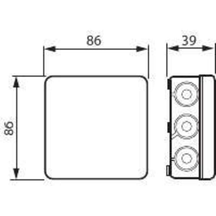 ABB AP9 forgreningsdåse, 86x86x39 mm, hvid