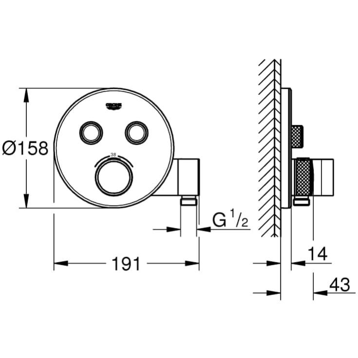 Grohe Grohtherm SmartControl brusearmatur, krom