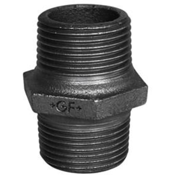 1,1/2" svart sexkantsnippel