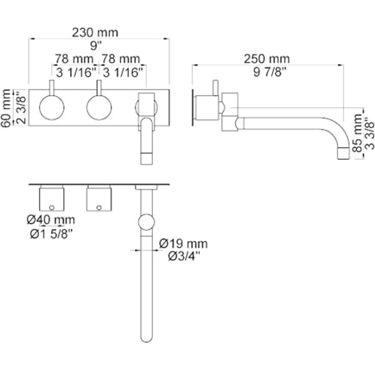Vola 633K håndvaskarmatur, børstet krom