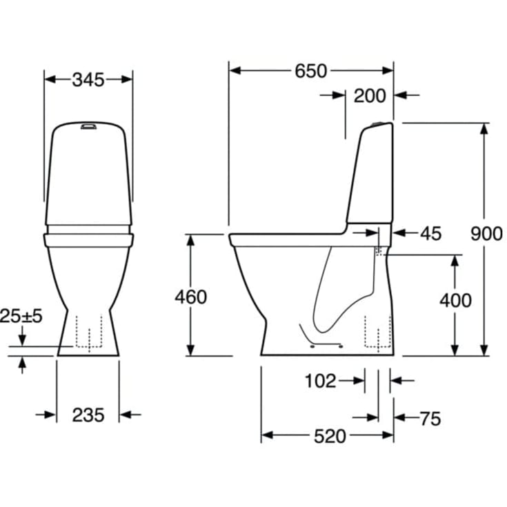 Gustavsberg Nautic 1546L toilet, uden skyllekant, hvid