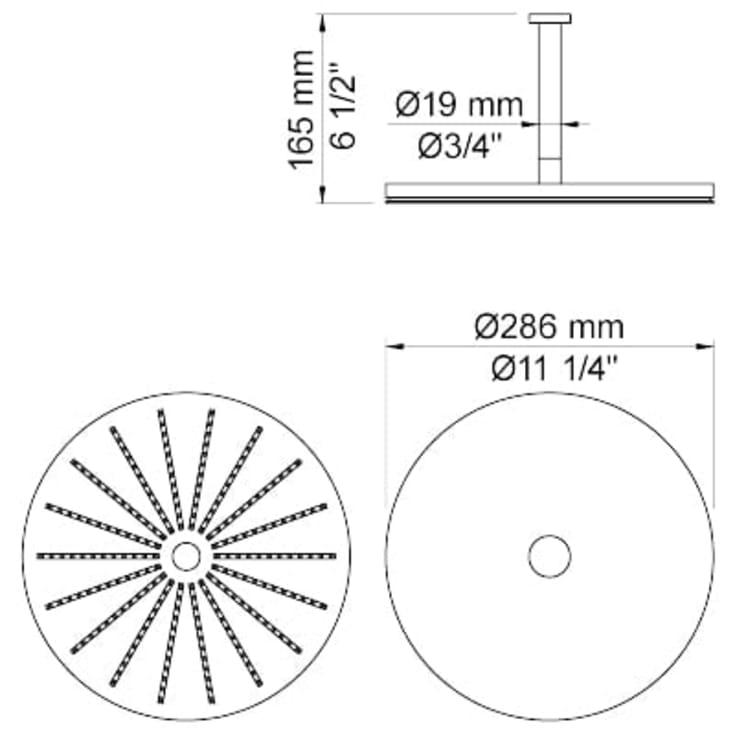 Vola 060A brusehoved, messing