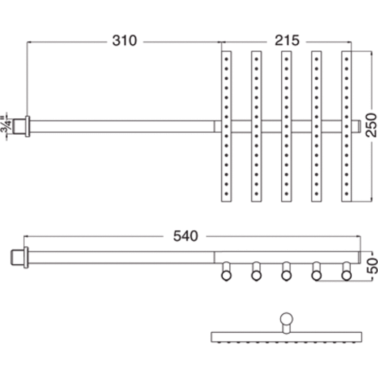 Vola 050 brusehoved, rustfrit stål