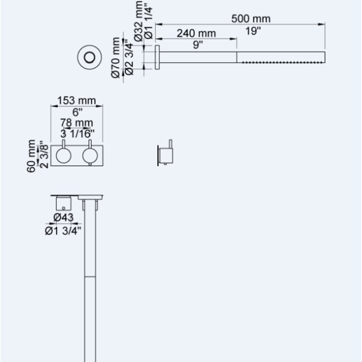 Vola 5282ST dusjsett, Børstet krom