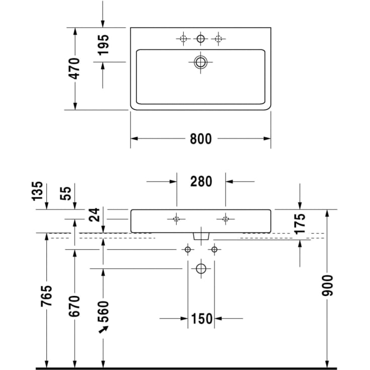 Duravit Vero håndvask, 80x47 cm, hvid