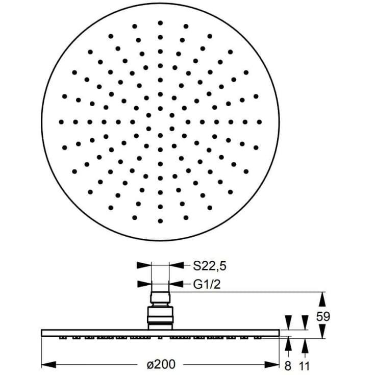 Ideal Standard Idealrain brusehoved, Ø20 cm, krom