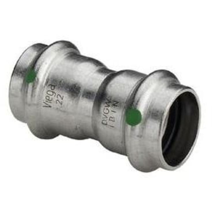 Viega Sanpress muffe til brugsvand 15 mm i rustfrit stål