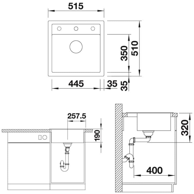 Blanco Dalago 5 MX køkkenvask, 51,5x51 cm, beige